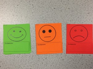 RAG cards used by students to reflect on their learning. Also a great way to show progress over time.
